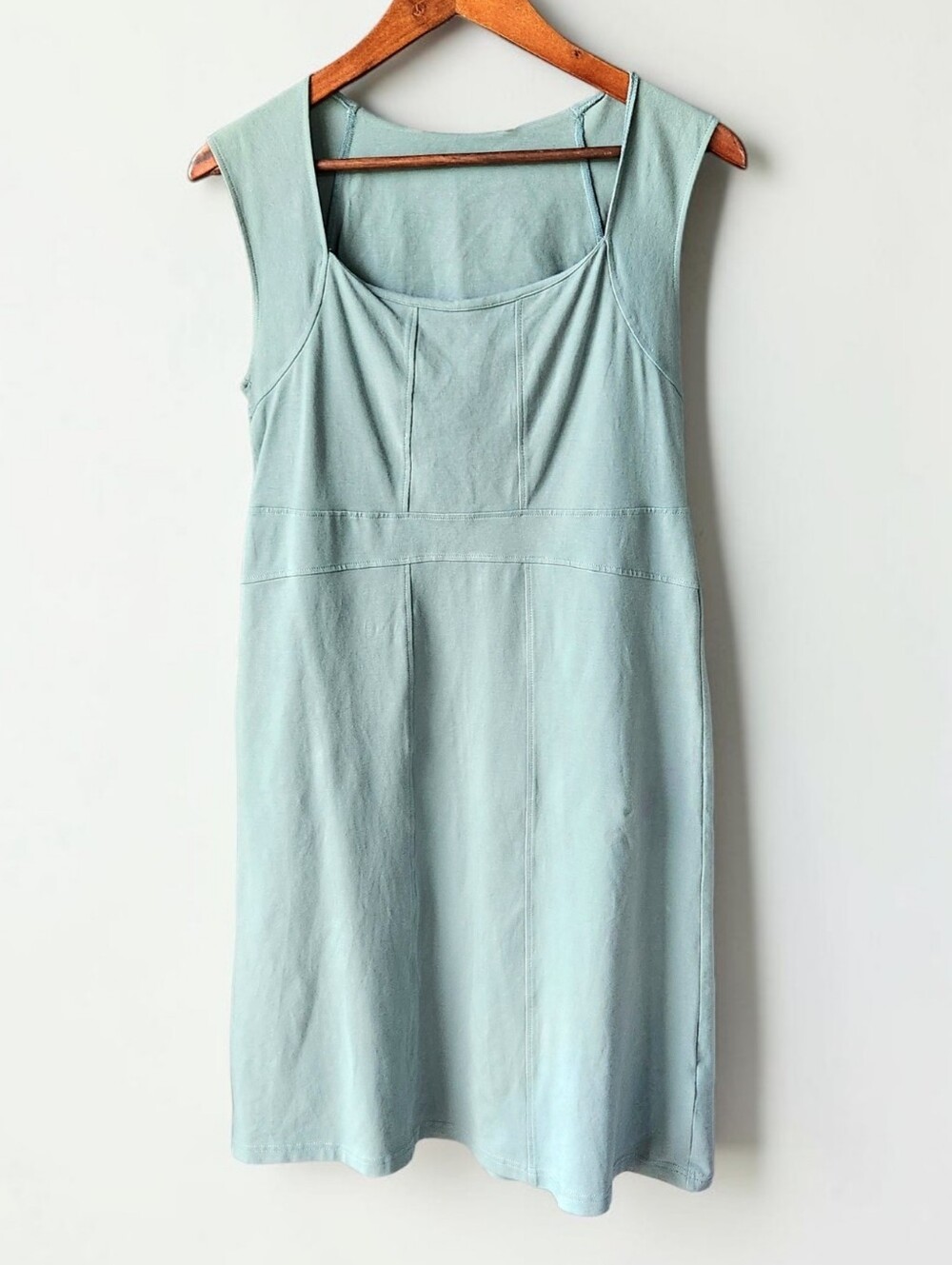 Athleta Sleeveless Organic Cotton  Dress Shelf Bra Slate Blue M 8 Square Neck